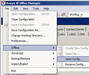Avaya IP Office restore a cfg. file.