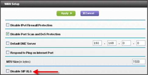 SIP ALG on a Netwgear AC1900 router.