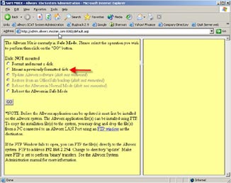 Allworx GUI showing safe mode options.