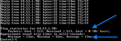 Ping test for packet loss.