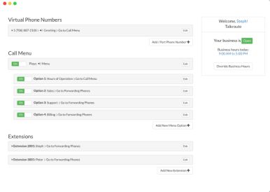 Phone system setup app for call handling and routing.