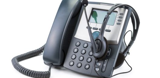 Refurbished IP telephone with headset.